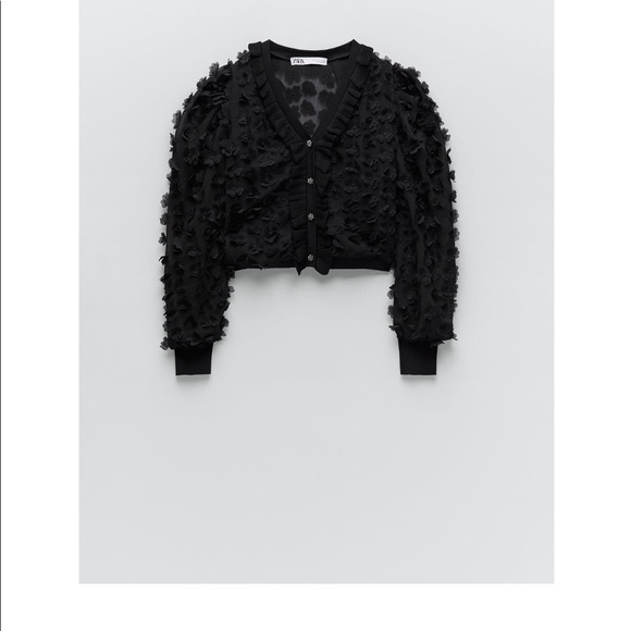 ZARA NWT TEXTURED FLORAL APPLIQUÉ JACKET 🌸 - Picture 2 of 7